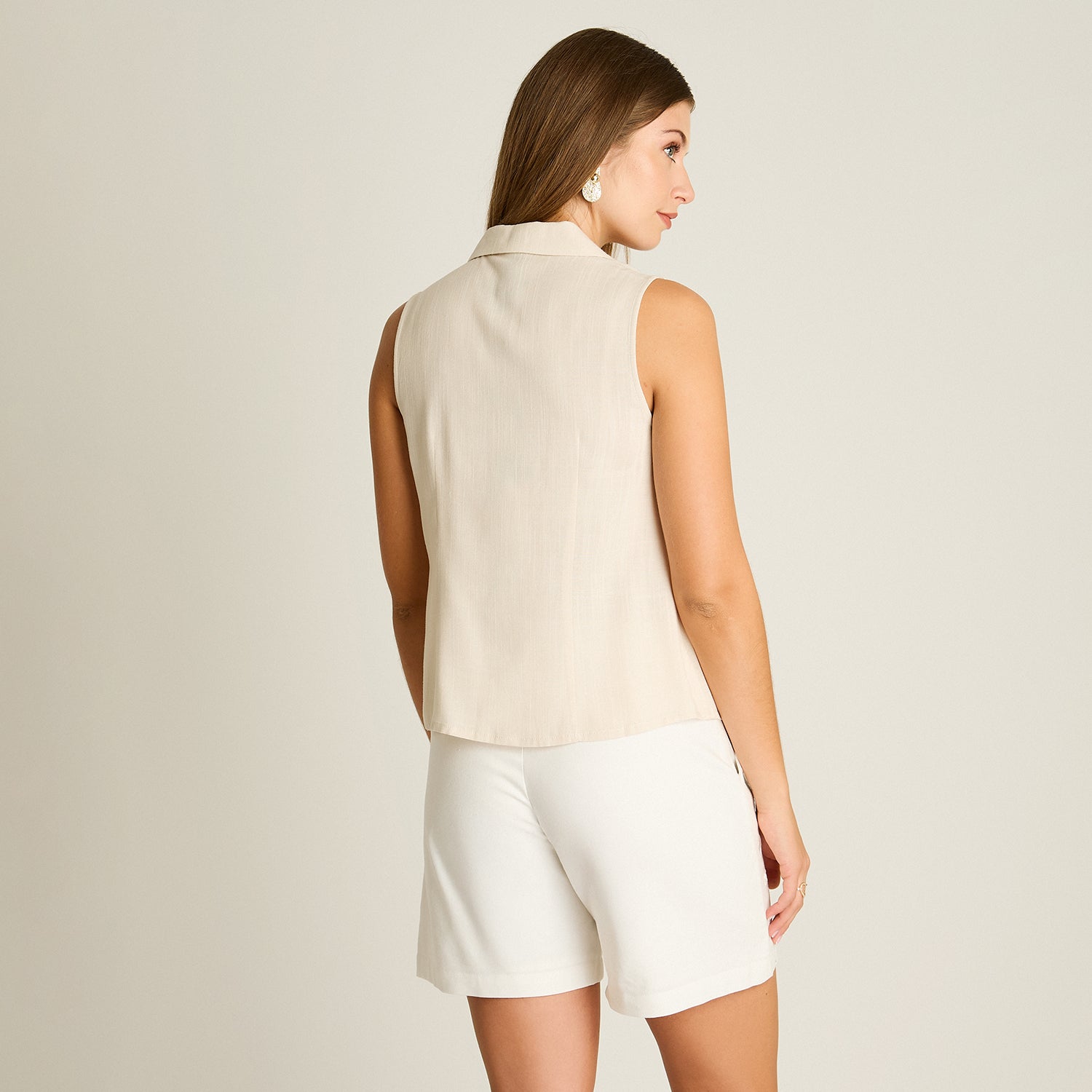 Blusa Arena Sin Mangas Elasticidad Nula Sin Forro Calce Normal Tela Plano