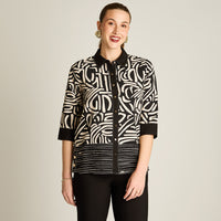 Blusa Arena Manga 3/4 Elasticidad Nula Sin Forro Calce Normal Tela Plano