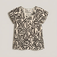 Blusa Arena Estampada con Escote en V y Manga Corta en plano