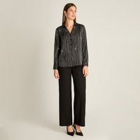 Blusa Negro Manga Larga Elasticidad Nula Sin Forro Calce Normal Tela Plano