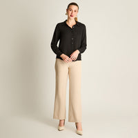 Blusa Negro Manga Larga Elasticidad Nula Sin Forro Calce Normal Tela Plano