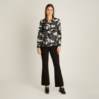 Blusa Blanco Manga Larga Elasticidad Nula Sin Forro Calce Normal Tela Plano