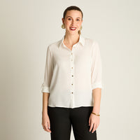 Blusa Crudo Manga Larga Elasticidad Nula Sin Forro Calce Normal Tela Plano