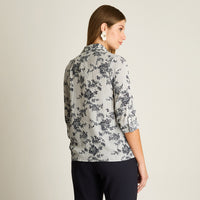 Blusa Azul Manga Larga Elasticidad Nula Sin Forro Calce Normal Tela Plano