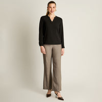 Blusa Negro Manga Larga Elasticidad Nula Sin Forro Calce Normal Tela Plano