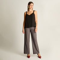 Blusa Negro Sin Mangas Elasticidad Nula Sin Forro Calce Normal Tela Plano