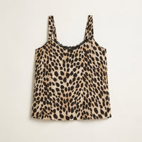 Blusa Pabilo Lencera Café Animal Print con Tirantes Ajustables en plano