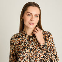 Blusa Negro Manga Larga Elasticidad Nula Sin Forro Calce Normal Tela Plano