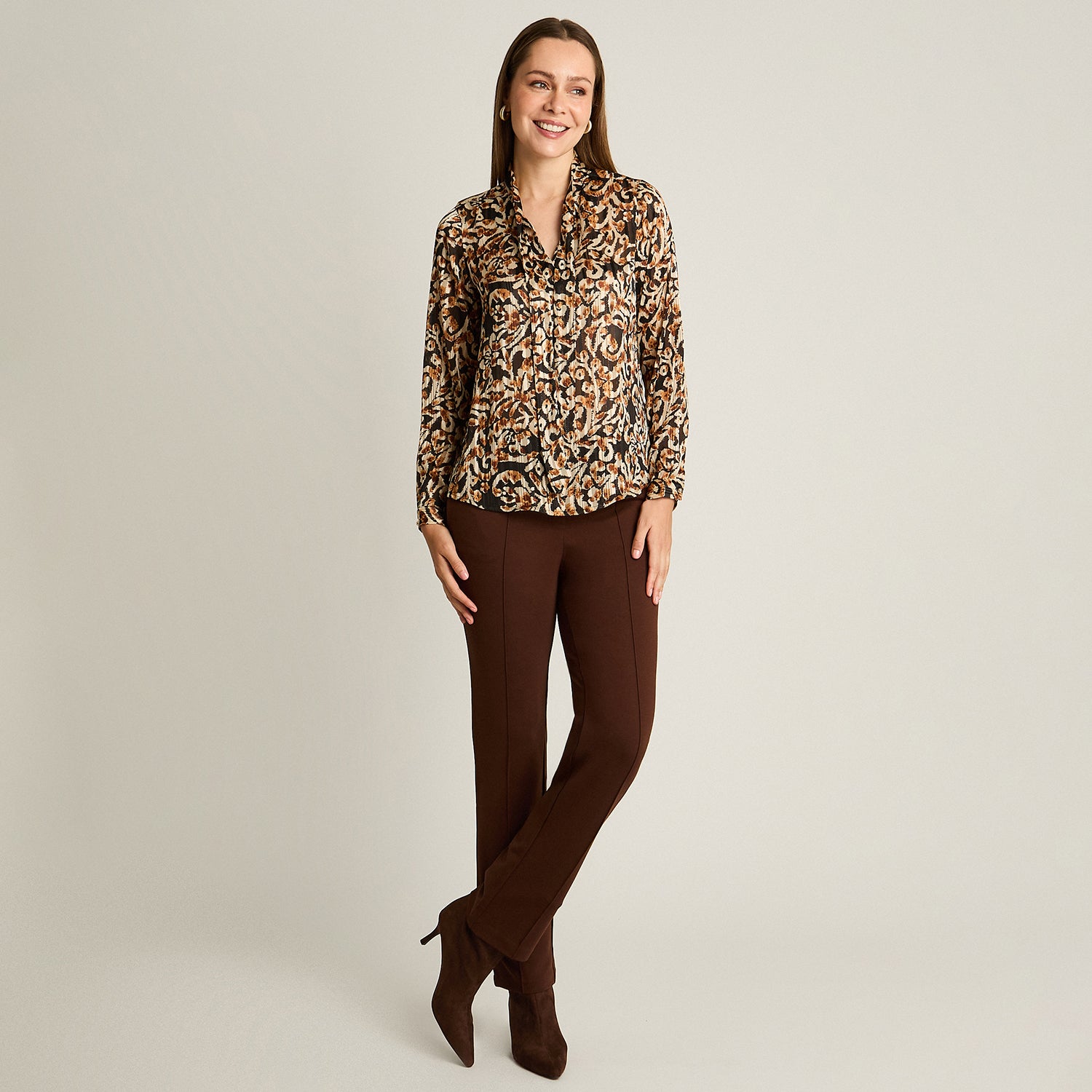 Blusa Negro Manga Larga Elasticidad Nula Sin Forro Calce Normal Tela Plano