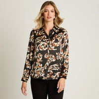 Blusa Negro Manga Larga Elasticidad Nula Sin Forro Calce Normal Tela Plano