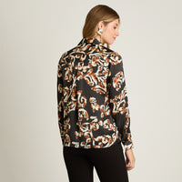 Blusa Negro Manga Larga Elasticidad Nula Sin Forro Calce Normal Tela Plano