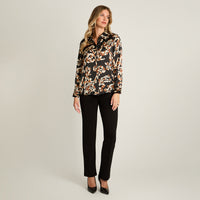 Blusa Negro Manga Larga Elasticidad Nula Sin Forro Calce Normal Tela Plano