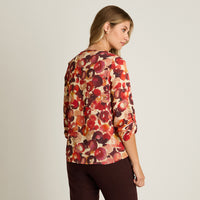 Blusa Rojo Manga Larga Elasticidad Media Sin Forro Calce Normal Tela Plano