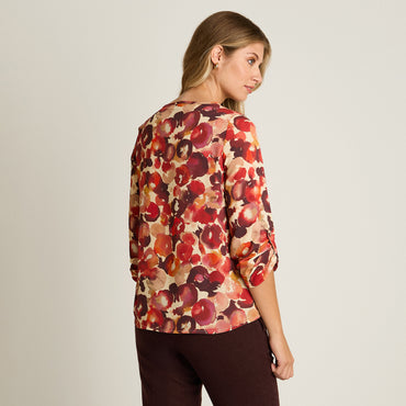 Blusa Rojo Manga Larga Elasticidad Media Sin Forro Calce Normal Tela Plano