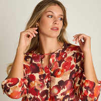 Blusa Rojo Manga Larga Elasticidad Media Sin Forro Calce Normal Tela Plano