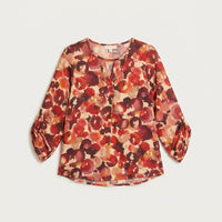 Blusa Roja Estampada Escote Redondo en plano