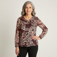 Blusa Burdeo Paisley con Lurex en modelo adulta