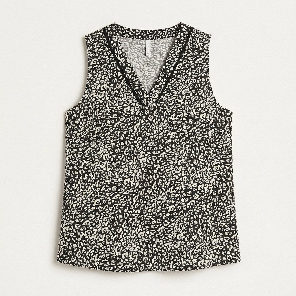Blusa sin Mangas Estampada con Escote en V en plano