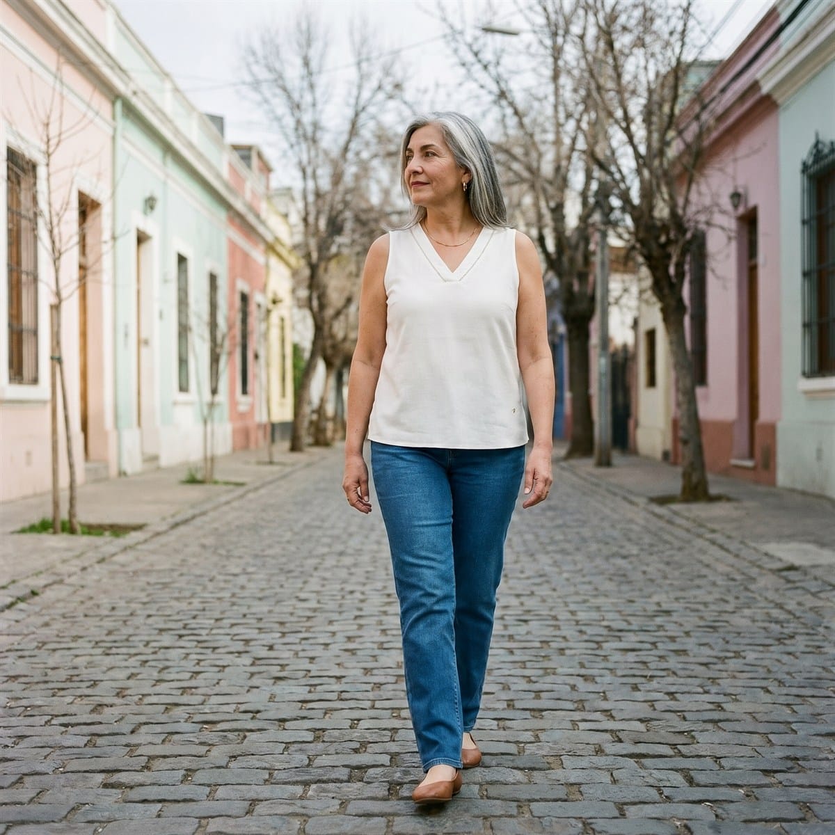 Blusa Blanco Sin Mangas con Escote en V lifestyle