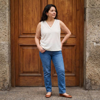 Blusa Blanco Sin Mangas con Escote en V lifestyle