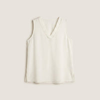 Blusa Blanco Sin Mangas con Escote en V en plano
