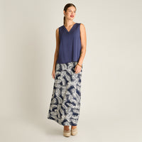 Blusa Azul Sin Mangas Elasticidad Nula Sin Forro Calce Normal Tela Plano
