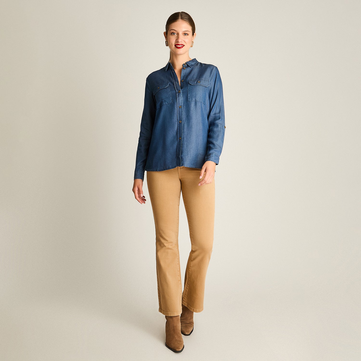 Blusa Blue Medio Manga Larga Elasticidad Nula Sin Forro Calce Normal Tela Plano