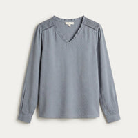 Blusa Índigo Escote V con Aplicación en Hombros en plano