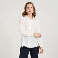 Blusa Manga Larga con Botones Crudo