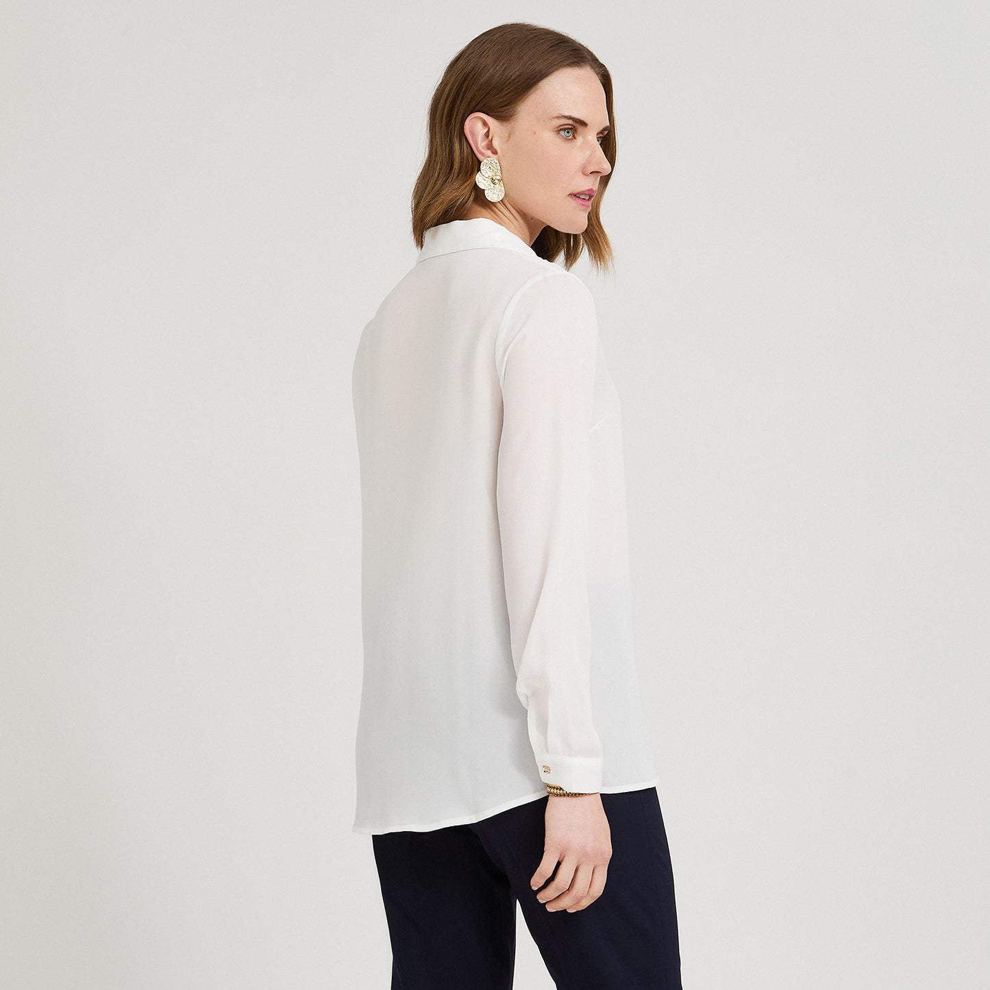 Blusa Manga Larga con Botones Crudo