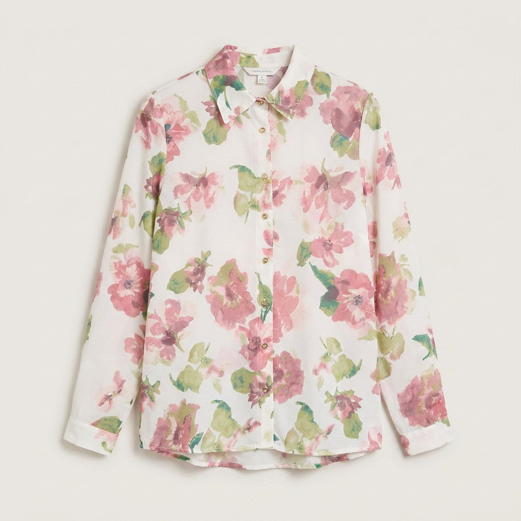 Blusa Manga Larga con Botones Rosado en plano