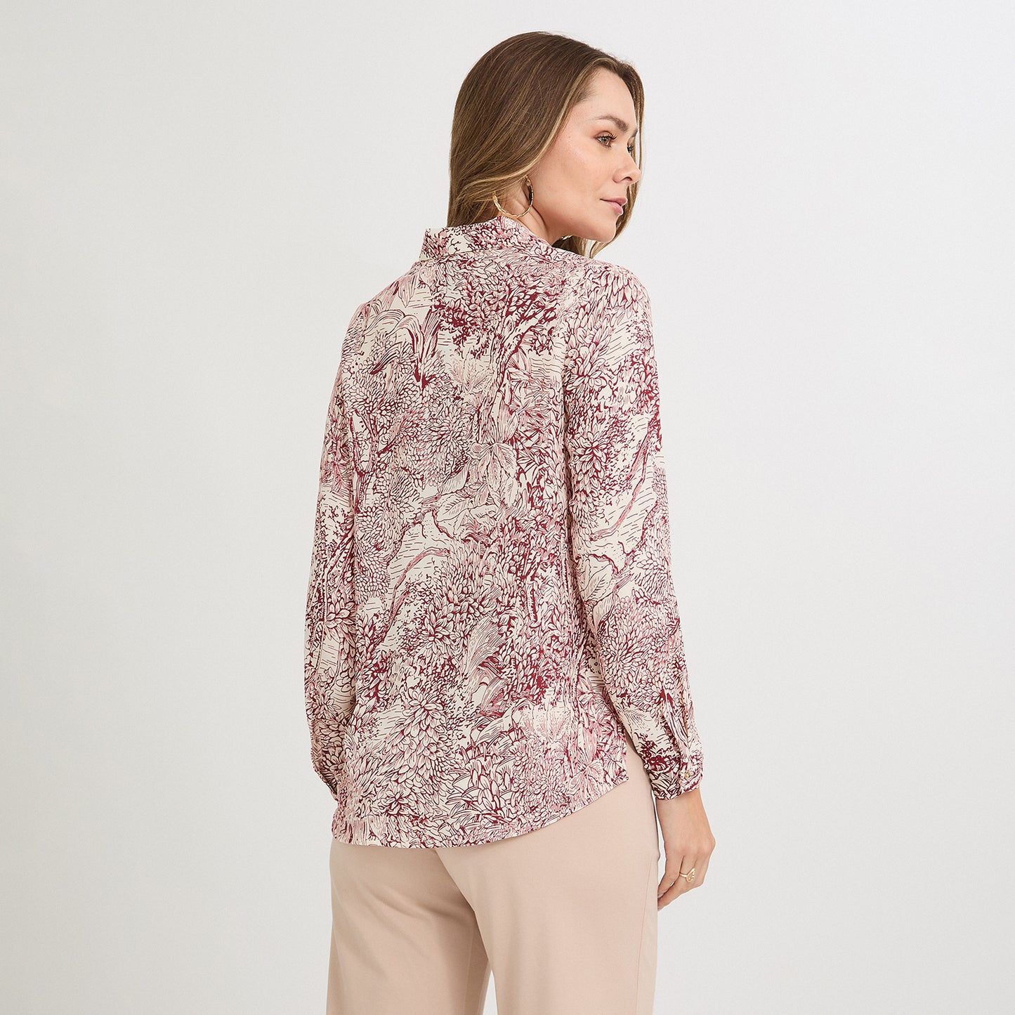 Blusa Manga Larga con Botones Rojo