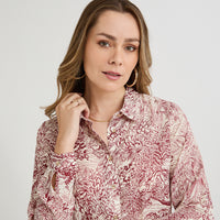 Blusa Manga Larga con Botones Rojo
