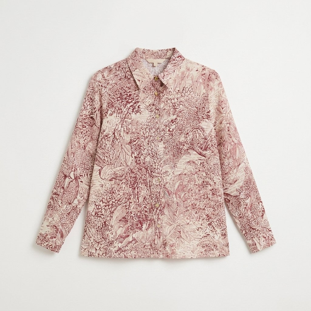 Blusa Manga Larga con Botones Rojo en plano