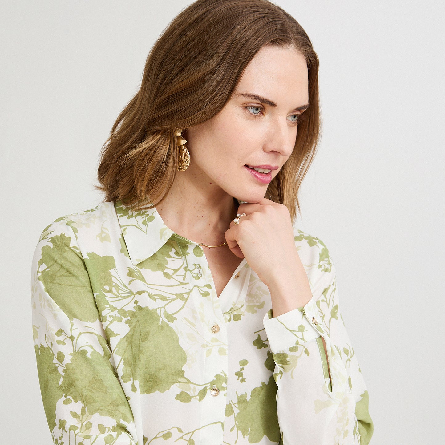 Blusa Manga Larga con Botones Verde