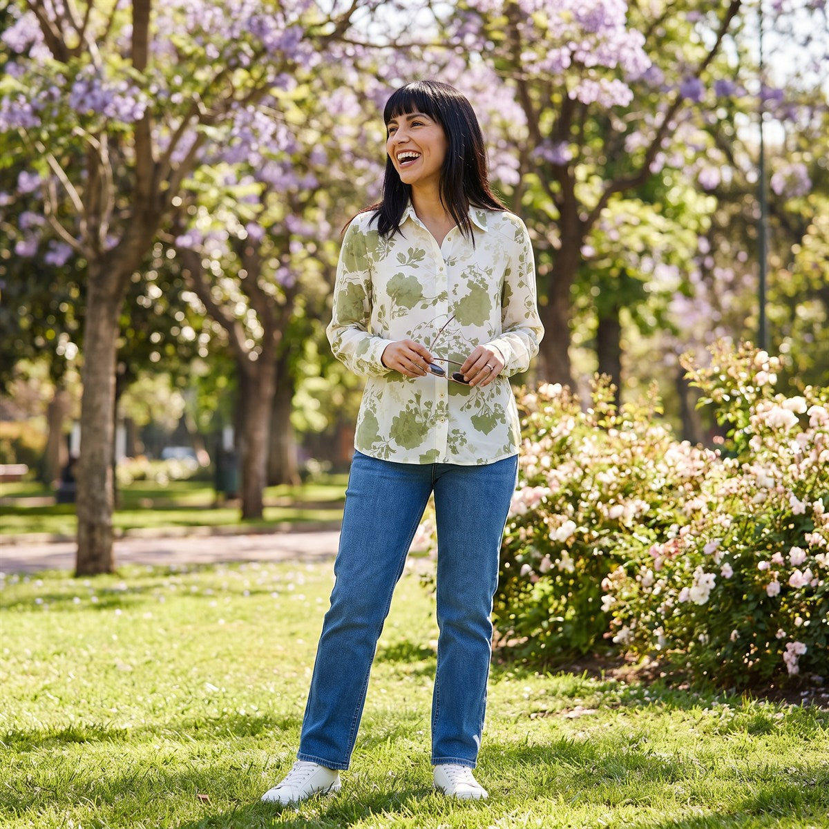 Blusa Manga Larga con Botones Verde lifestyle