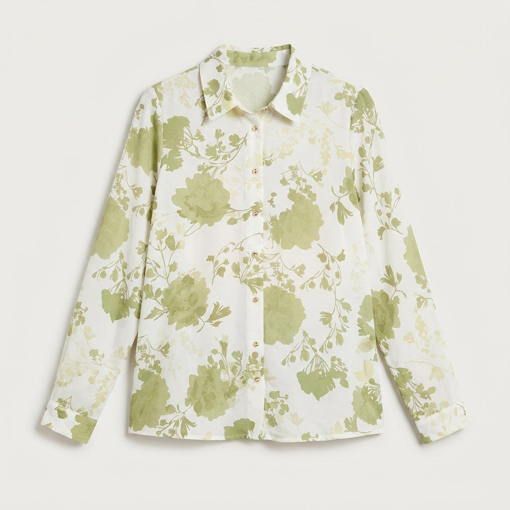 Blusa Manga Larga con Botones Verde en plano