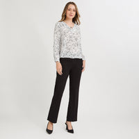 Blusa Manga Larga Escote V Estampada Crudo