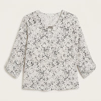 Blusa Manga Larga Escote V Estampada Blanco en plano
