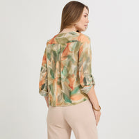 Blusa Manga Larga Escote V Estampada Terracota