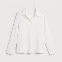 Blusa Manga Roll Up con Botones en Escote Blanco en plano