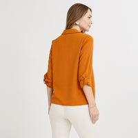 Blusa Manga Roll Up con Botones en Escote Terracota