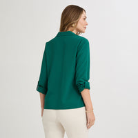 Blusa Manga Roll Up con Botones en Escote Verde