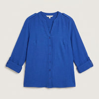 Blusa Manga Larga con Botones Frontales Azul en plano
