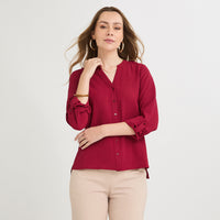 Blusa Manga Larga con Botones Frontales Rojo