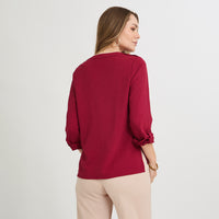 Blusa Manga Larga con Botones Frontales Rojo
