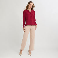 Blusa Manga Larga con Botones Frontales Rojo