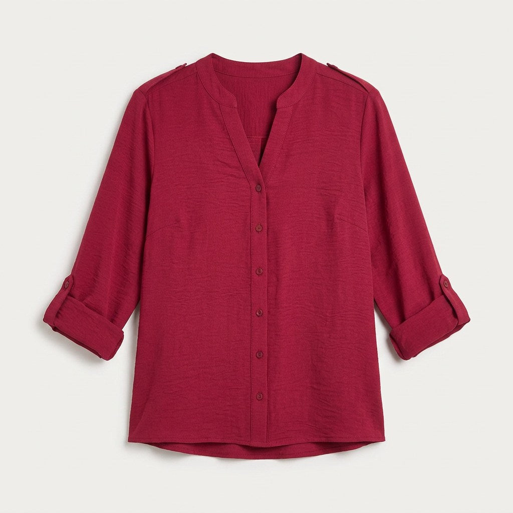 Blusa Manga Larga con Botones Frontales Rojo en plano