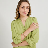 Blusa Manga Larga con Botones Frontales Verde
