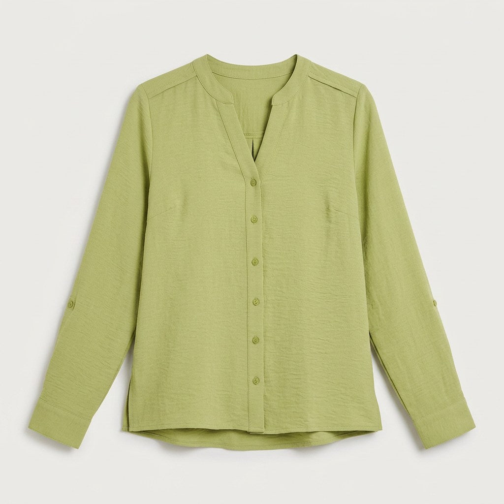Blusa Manga Larga con Botones Frontales Verde en plano